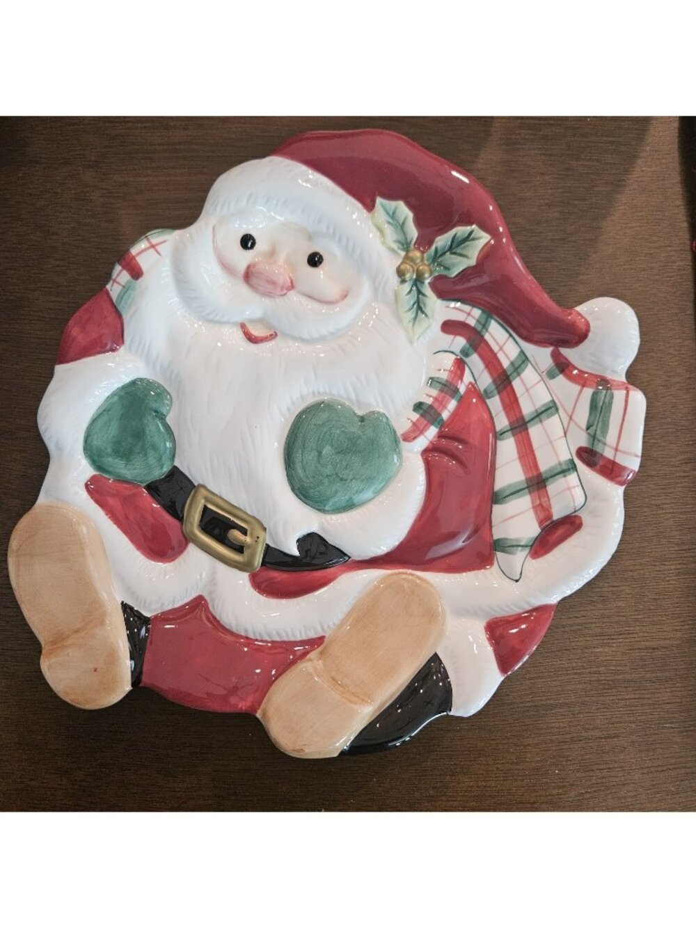 Fitz & Floyd Vintage Santa Canape Coookie Plate Christmas Ceramic Serving Dish